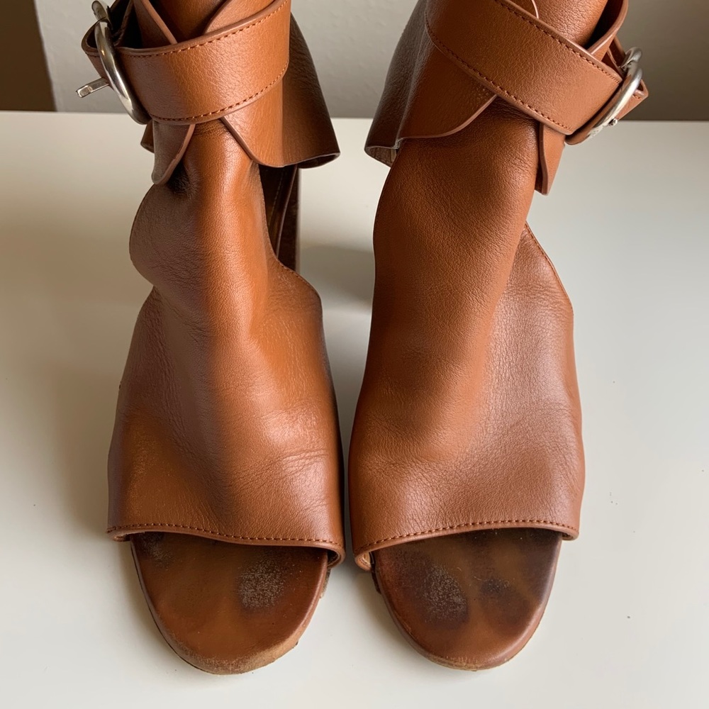 Chloe Millie Peep Toe Buckle Stacked Heel Sandal - Picture 5 of 14